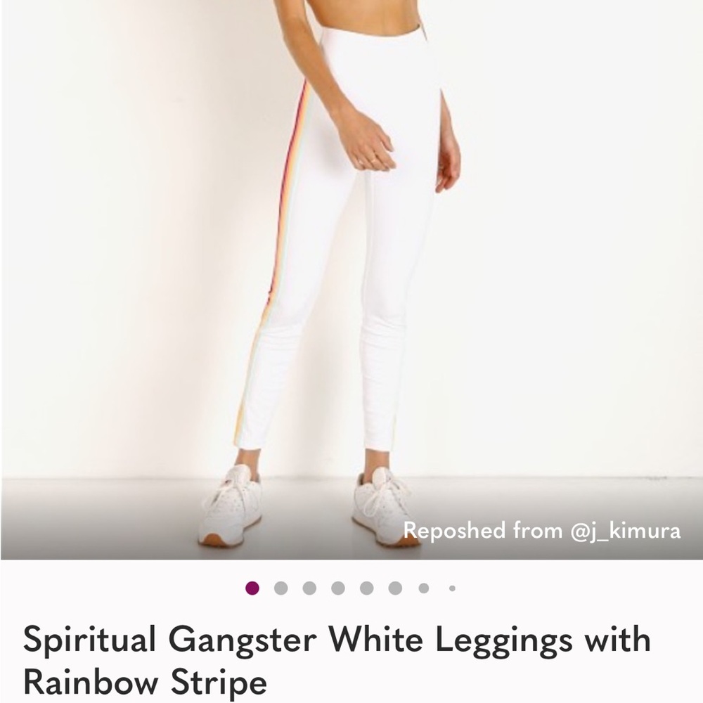 Spiritual Gangster White Leggings with Colorful Side Stripe